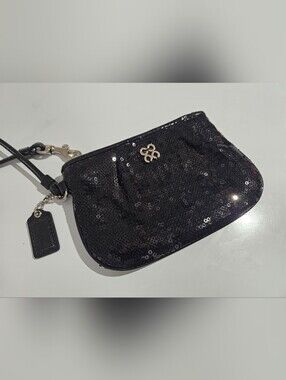 Coach Mini Wristlet Black With Sequins